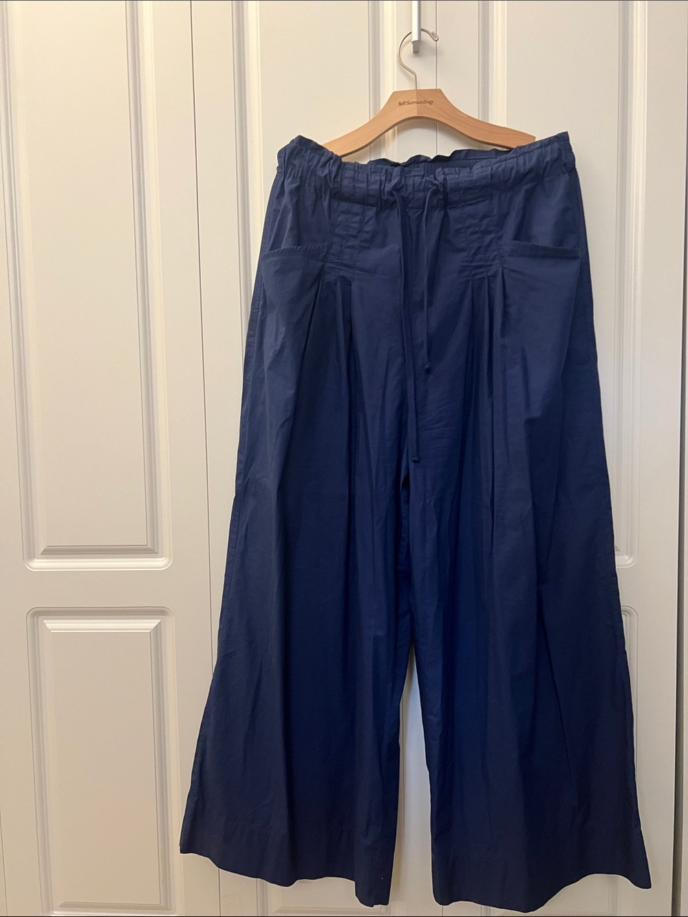 Maeve Deep Navy Wide-Leg Drawstring Trousers